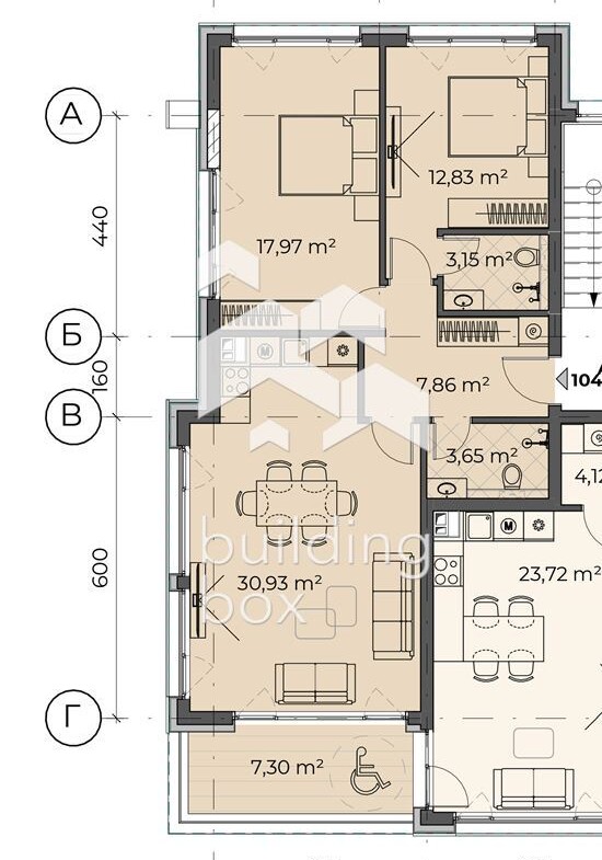 Просторен 3-стаен апартамент в сграда 4, с.Бистрица със светла височина над 3.5 м - 0