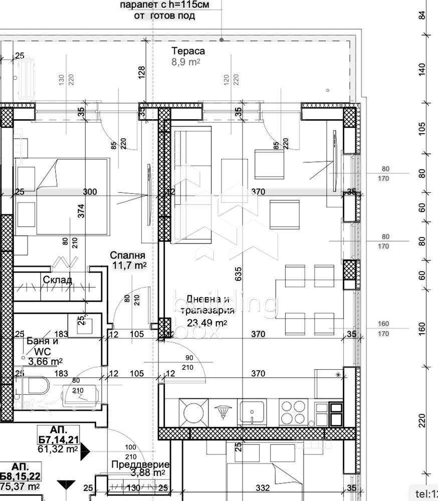 Двустаен апартамент завършен "ДО КЛЮЧ" в кв. Остромила - 0