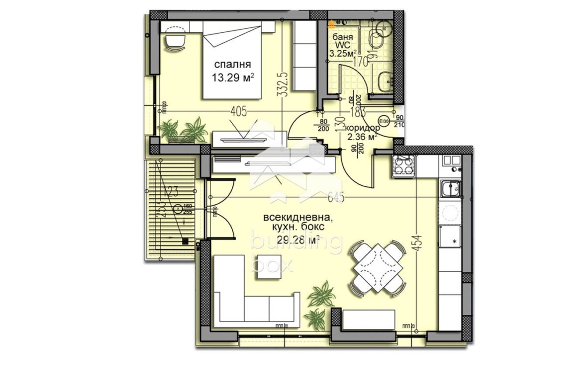 Двустаен апартамент в новострояща се жилищна сграда с Акт 14 - 0