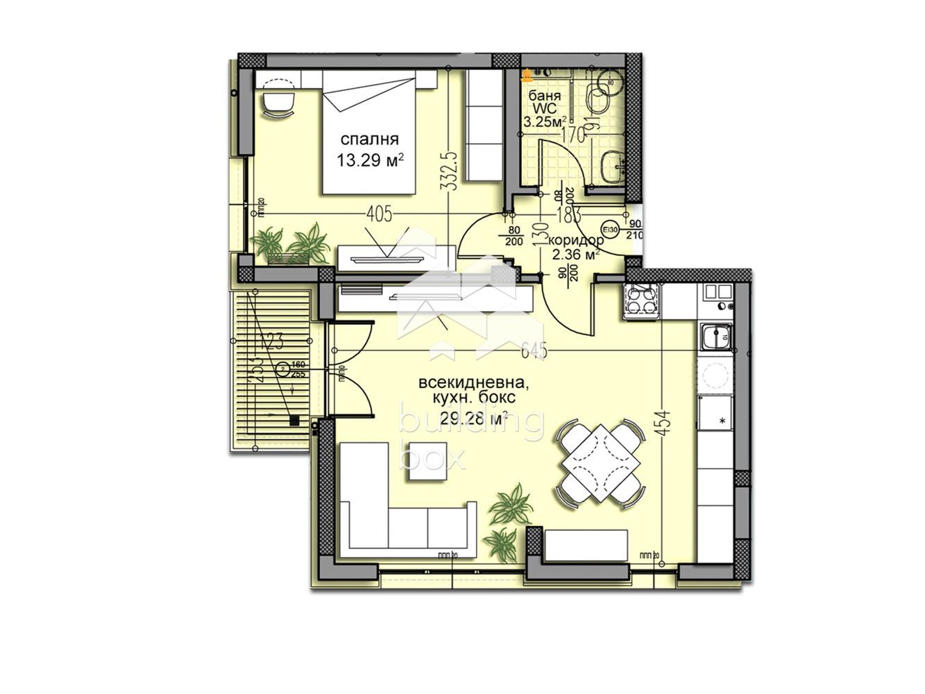 Двустаен апартамент в новострояща се жилищна сграда с Акт 14 - 0