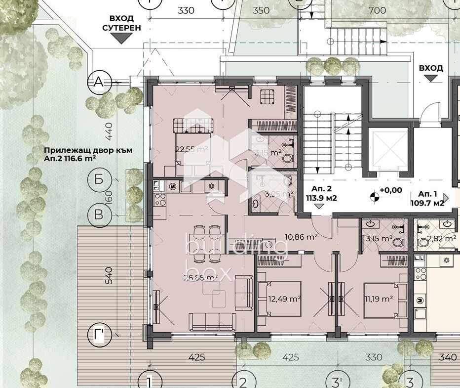 Просторен 4-стаен апартамент с двор в сграда 3 в бутиков комплекс в с.Бистрица - 0