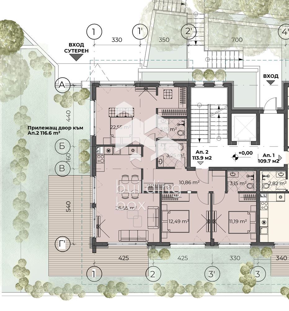 Просторен 4-стаен апартамент с двор в сграда 3 в бутиков комплекс в с.Бистрица - 0