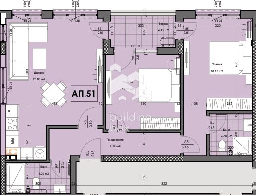 Тристаен апартамент в нов затворен комплекс в гр. Пловдив. - 0