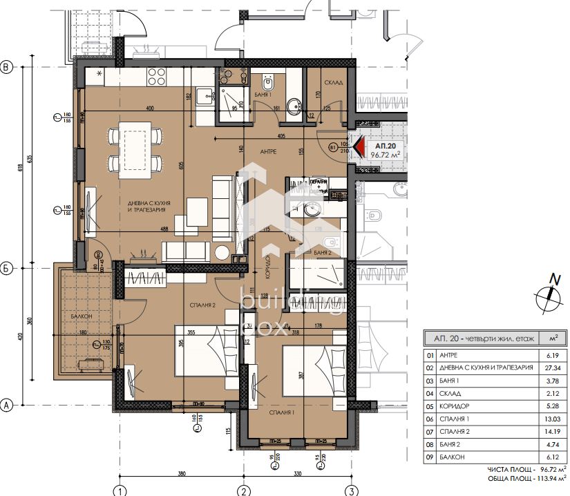 Тристаен апартамент с подземно паркомясто - кв. Лагера - 0