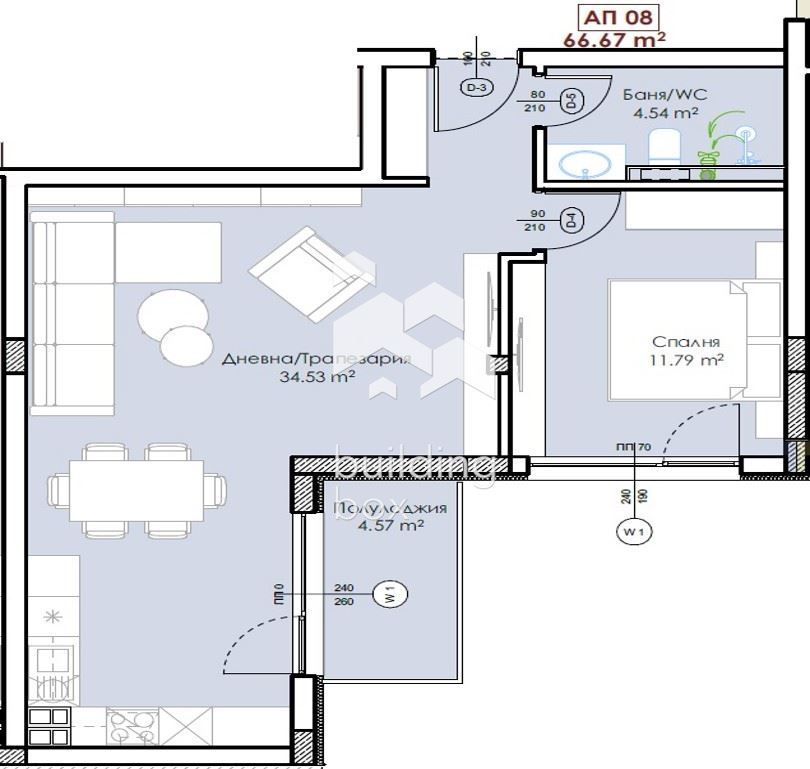 Двустаен апартамент, разположен срещу Младежки хълм - 0