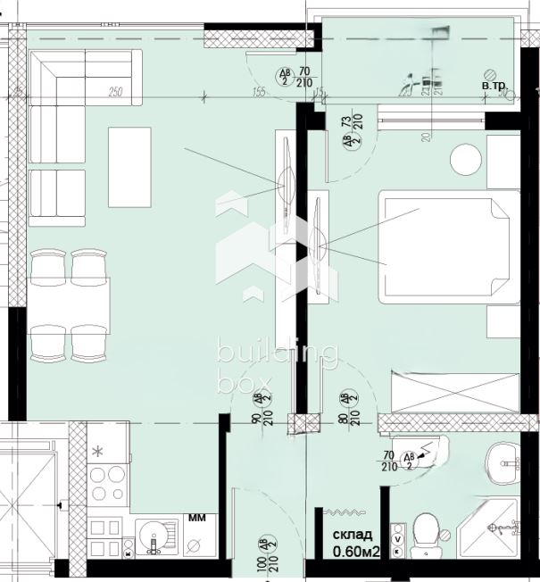 Двустаен обзаведен град Пловдив, кв. Остромила - 0