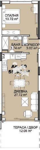 Двустаен апартамент в м. Гърдова Глава - 0