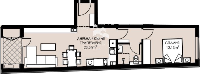 Двустаен апртамент. - 0