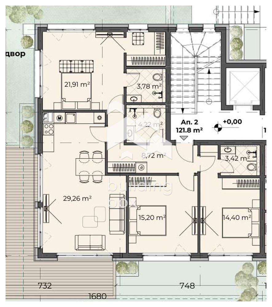 Четиристаен апартамент с двор 186 м2 | 366 765 € с. Бистрица - 0