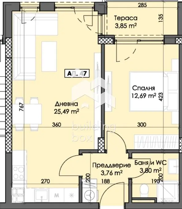 Двустаен апартамент в новострояща се сграда до МОЛ Плаза